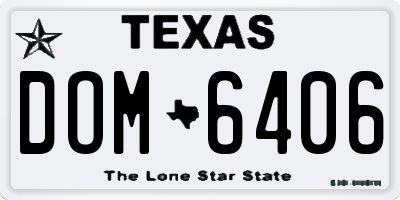 TX license plate DOM6406