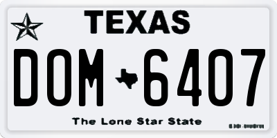 TX license plate DOM6407