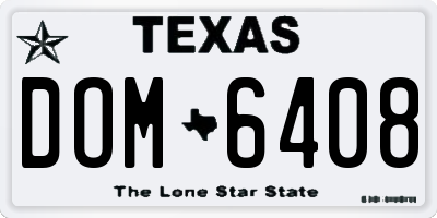 TX license plate DOM6408