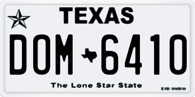 TX license plate DOM6410