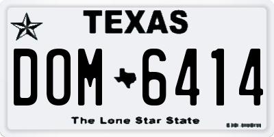 TX license plate DOM6414