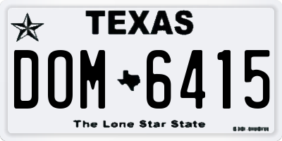 TX license plate DOM6415