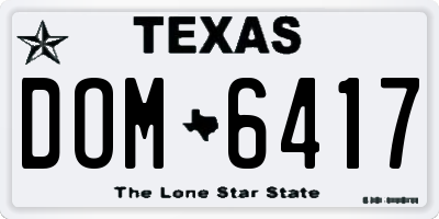 TX license plate DOM6417