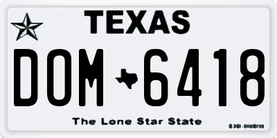 TX license plate DOM6418