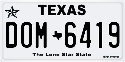 TX license plate DOM6419
