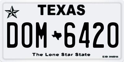 TX license plate DOM6420