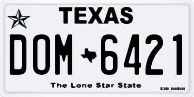 TX license plate DOM6421
