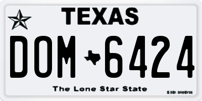 TX license plate DOM6424
