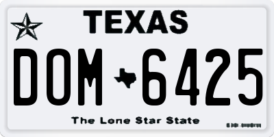 TX license plate DOM6425