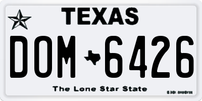 TX license plate DOM6426