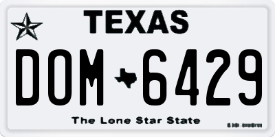 TX license plate DOM6429