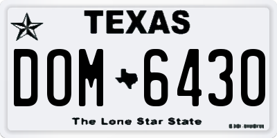 TX license plate DOM6430