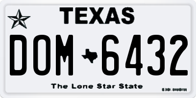 TX license plate DOM6432