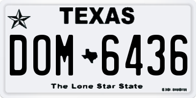 TX license plate DOM6436