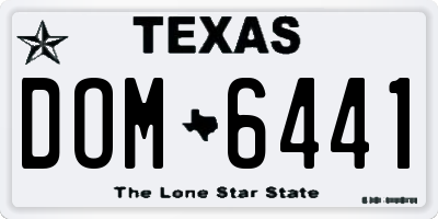 TX license plate DOM6441