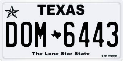 TX license plate DOM6443