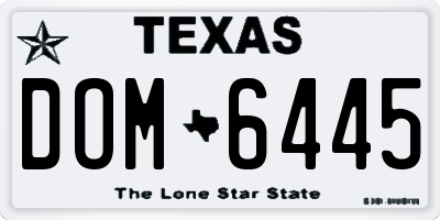 TX license plate DOM6445