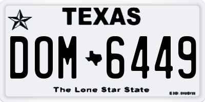 TX license plate DOM6449