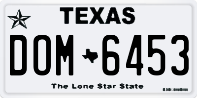 TX license plate DOM6453