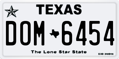 TX license plate DOM6454