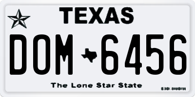TX license plate DOM6456