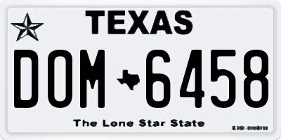 TX license plate DOM6458