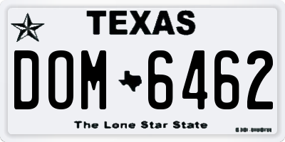 TX license plate DOM6462