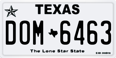 TX license plate DOM6463