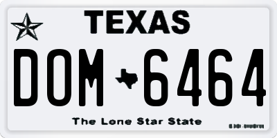 TX license plate DOM6464
