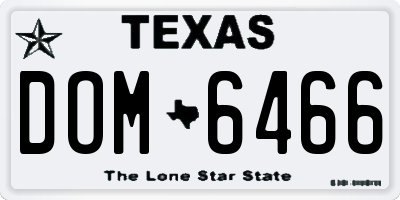 TX license plate DOM6466