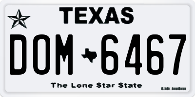 TX license plate DOM6467