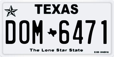 TX license plate DOM6471