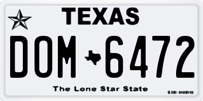 TX license plate DOM6472