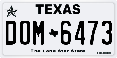 TX license plate DOM6473