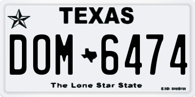 TX license plate DOM6474