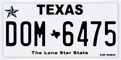 TX license plate DOM6475