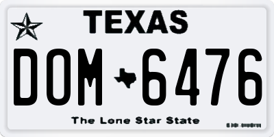 TX license plate DOM6476