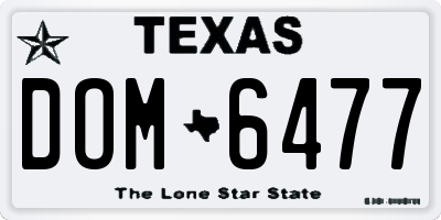 TX license plate DOM6477