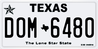 TX license plate DOM6480