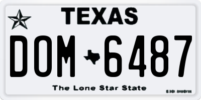 TX license plate DOM6487