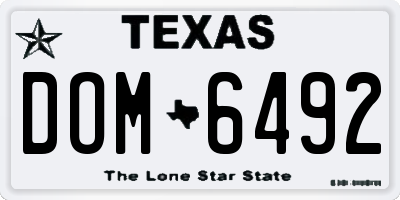 TX license plate DOM6492