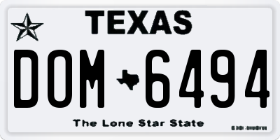 TX license plate DOM6494