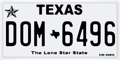 TX license plate DOM6496