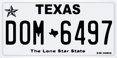 TX license plate DOM6497