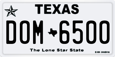 TX license plate DOM6500