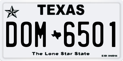 TX license plate DOM6501
