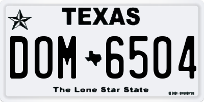 TX license plate DOM6504
