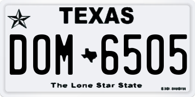 TX license plate DOM6505