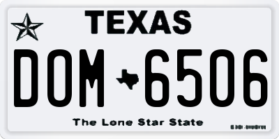TX license plate DOM6506