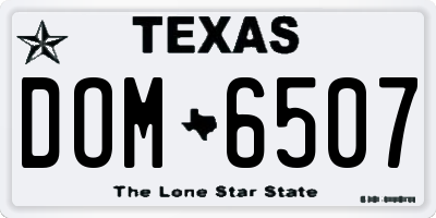 TX license plate DOM6507